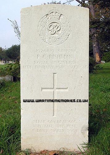 Percy Rishman is buried in Bognor Regis Cemetery
